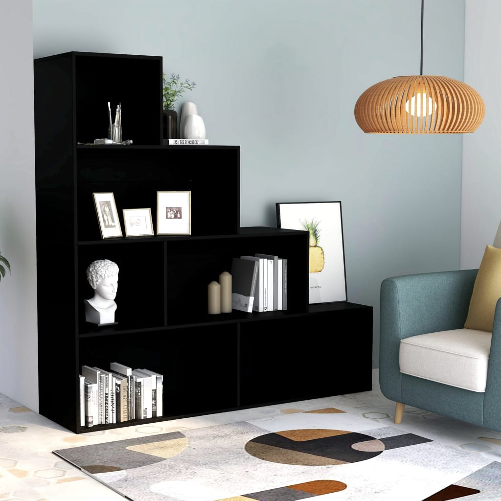 Libreria/Divisorio Nero 155x24x160 cm in Legno Multistrato | homemem39
