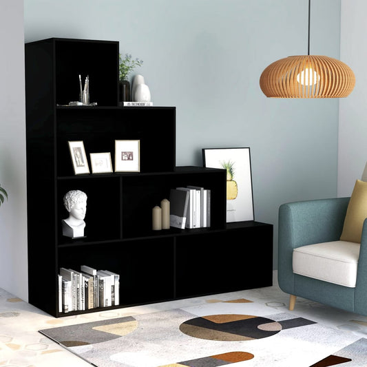 Libreria/Divisorio Nero 155x24x160 cm in Legno Multistrato | homemem39