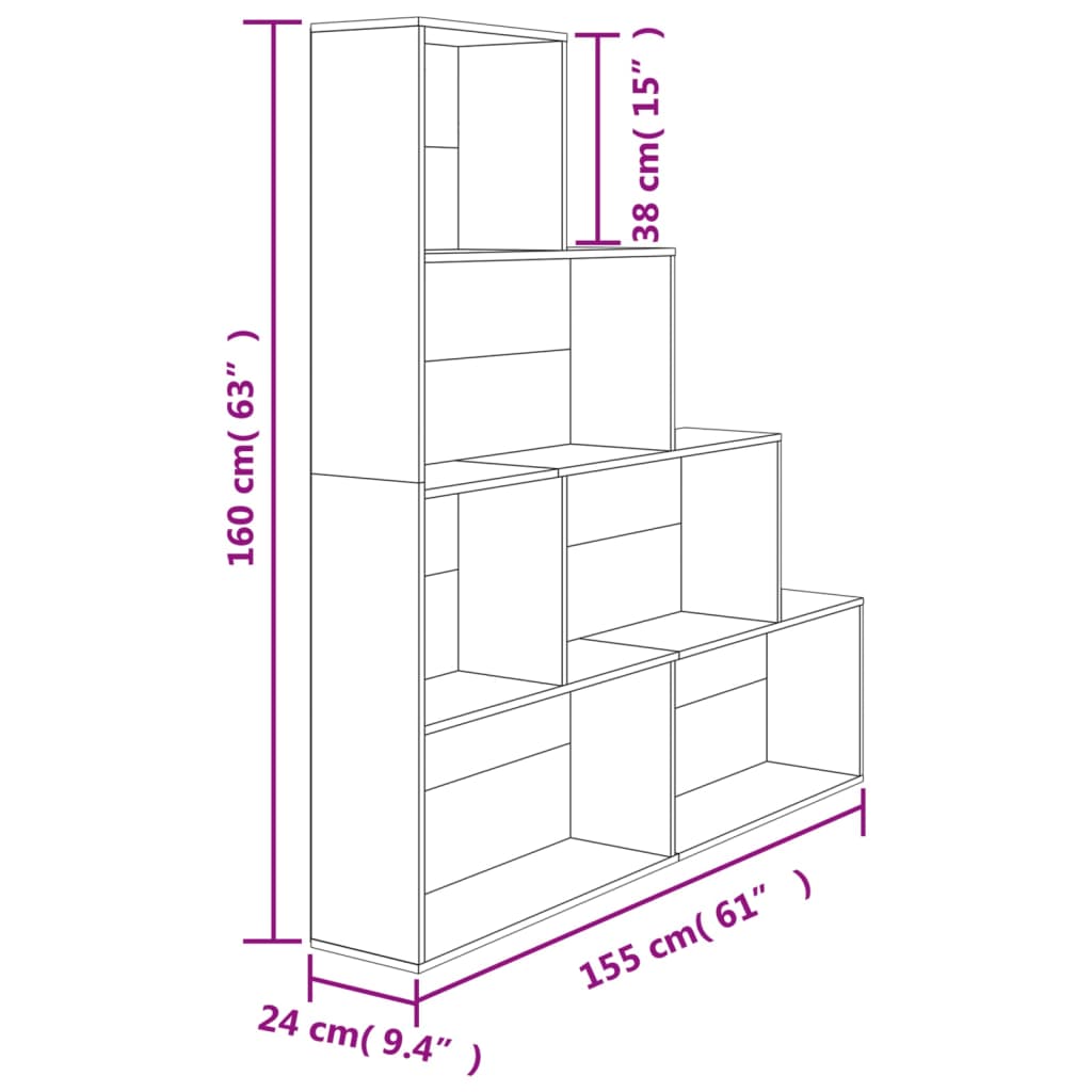 Libreria/Divisorio Rovere Sonoma 155x24x160cm Legno Multistrato | homemem39