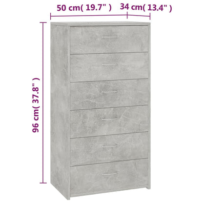 Credenza 6 Cassetti Grigio Cemento 50x34x96cm Legno Multistrato - homemem39