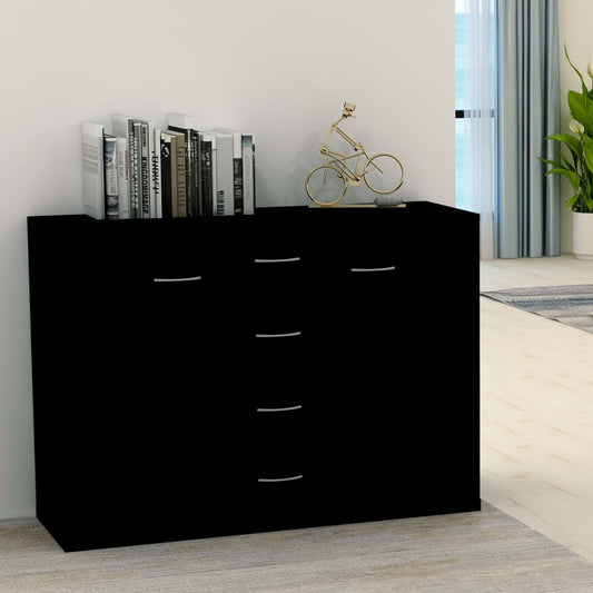 Credenza Nera 88x30x65 cm in Legno Multistrato - homemem39