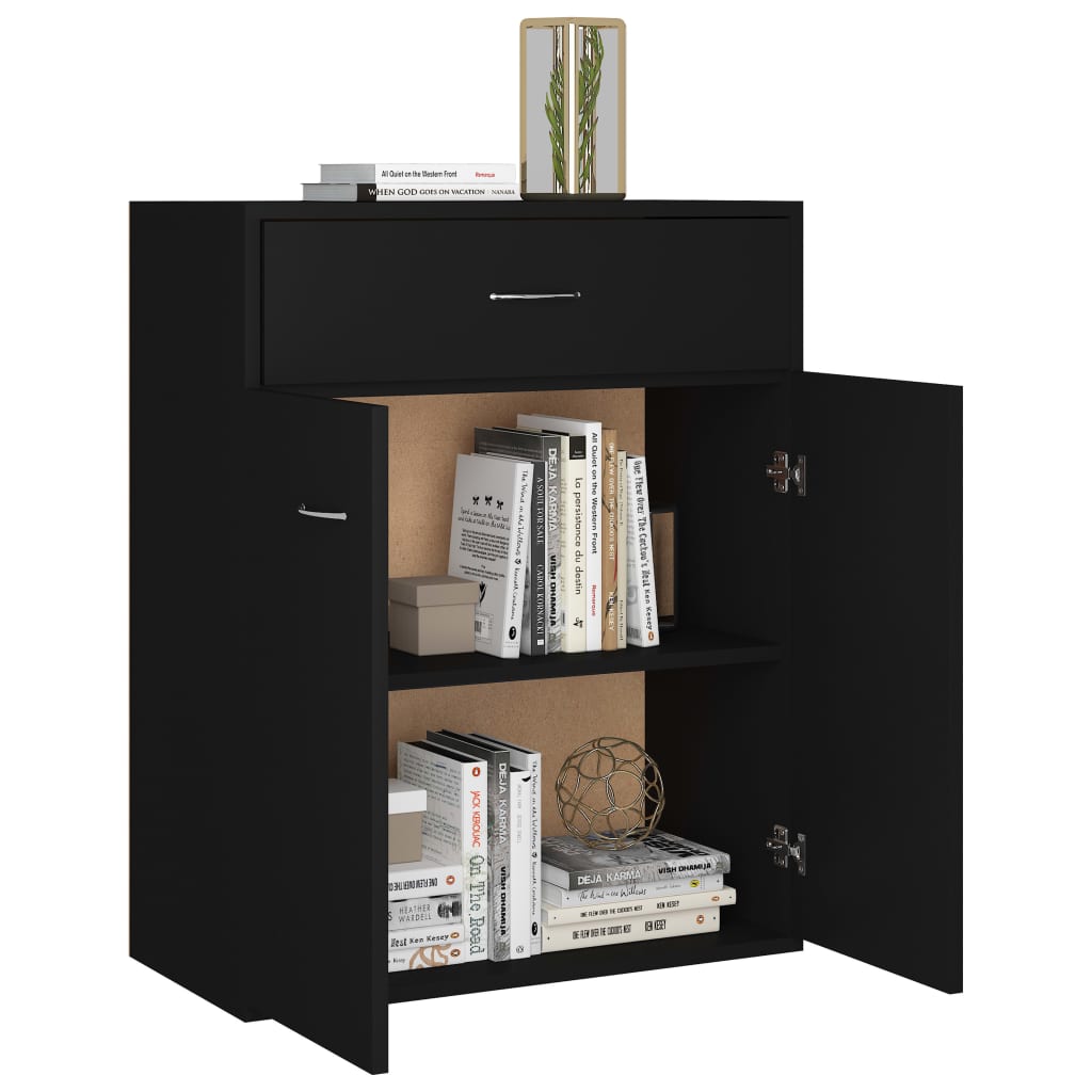 Credenza Nera 60x30x75 cm in Legno Multistrato - homemem39