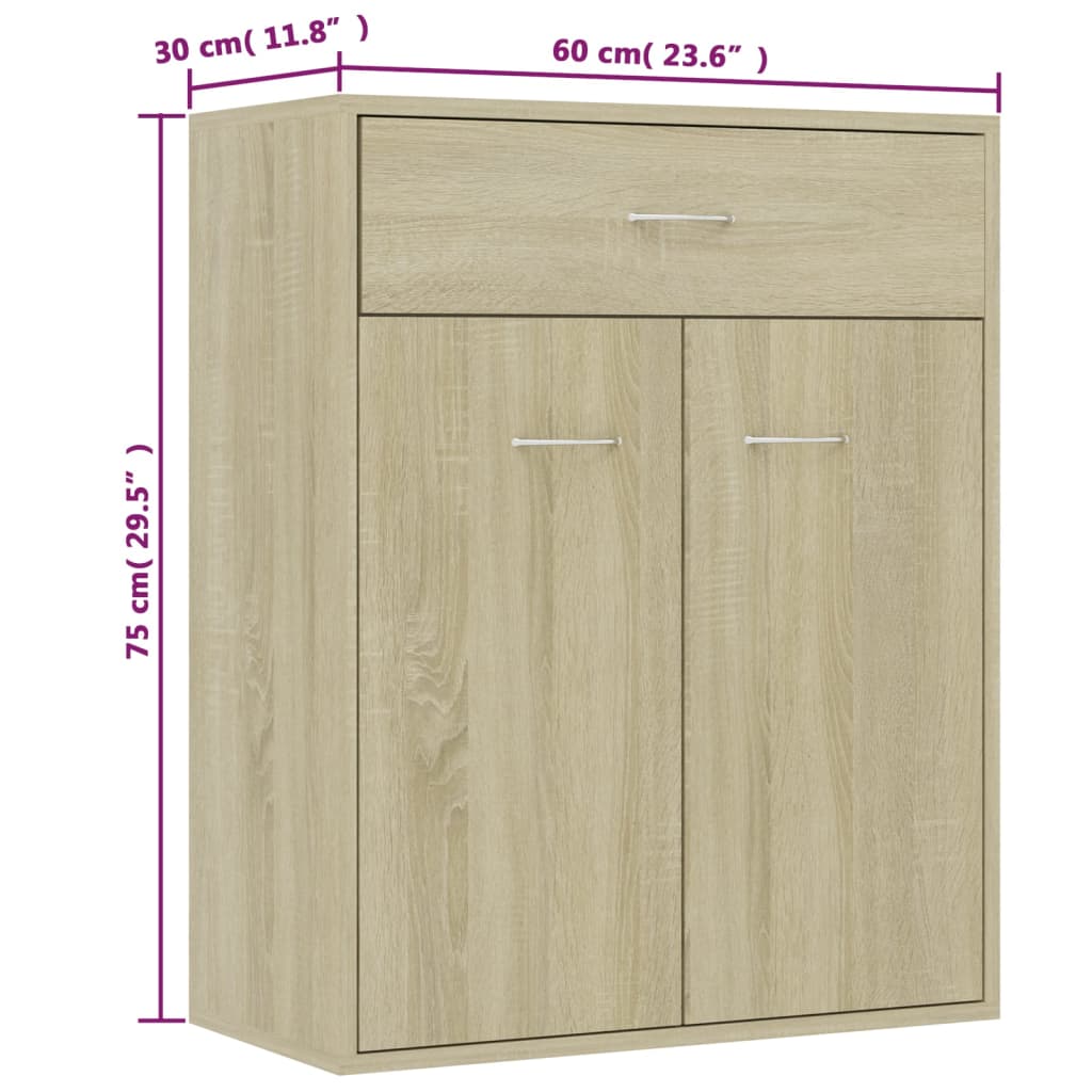 Credenza Rovere Sonoma 60x30x75 cm in Legno Multistrato - homemem39