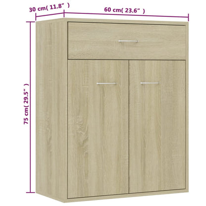 Credenza Rovere Sonoma 60x30x75 cm in Legno Multistrato - homemem39