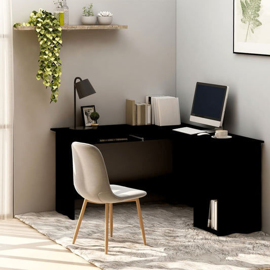 Scrivania Angolare a L Nera 120x140x75cm in Legno Multistrato - homemem39