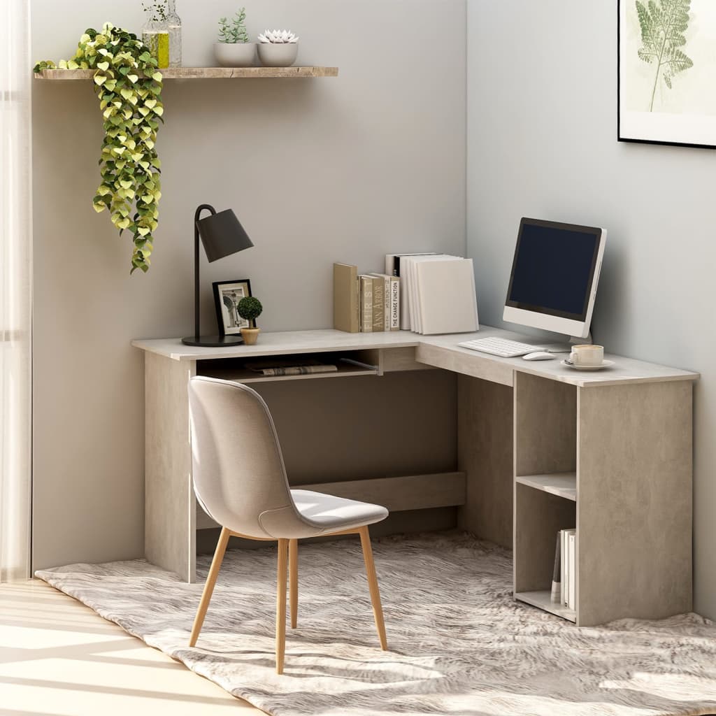 Scrivania Angolare a L Grigio Cemento 120x140x75cm Multistrato - homemem39