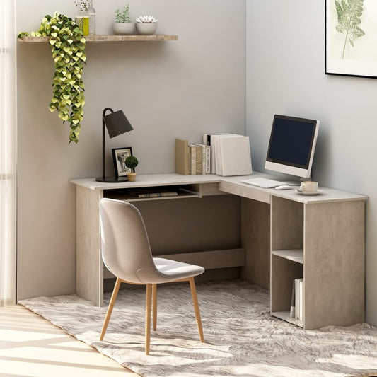 Scrivania Angolare a L Grigio Cemento 120x140x75cm Multistrato - homemem39