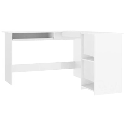 Scrivania Angolare a L Bianco Lucido 120x140x75cm Multistrato - homemem39