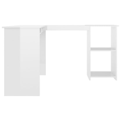 Scrivania Angolare a L Bianco Lucido 120x140x75cm Multistrato - homemem39