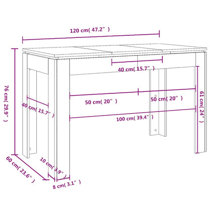 Tavolo da Pranzo Nero 120x60x76 cm in Legno Multistrato - homemem39