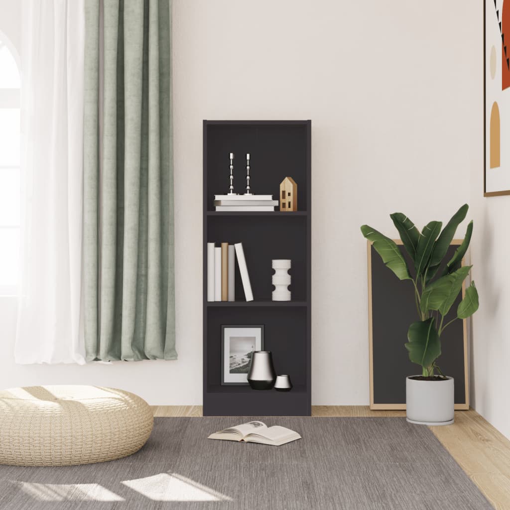 Libreria a 3 Ripiani Grigia 40x24x109 cm in Legno Multistrato | homemem39