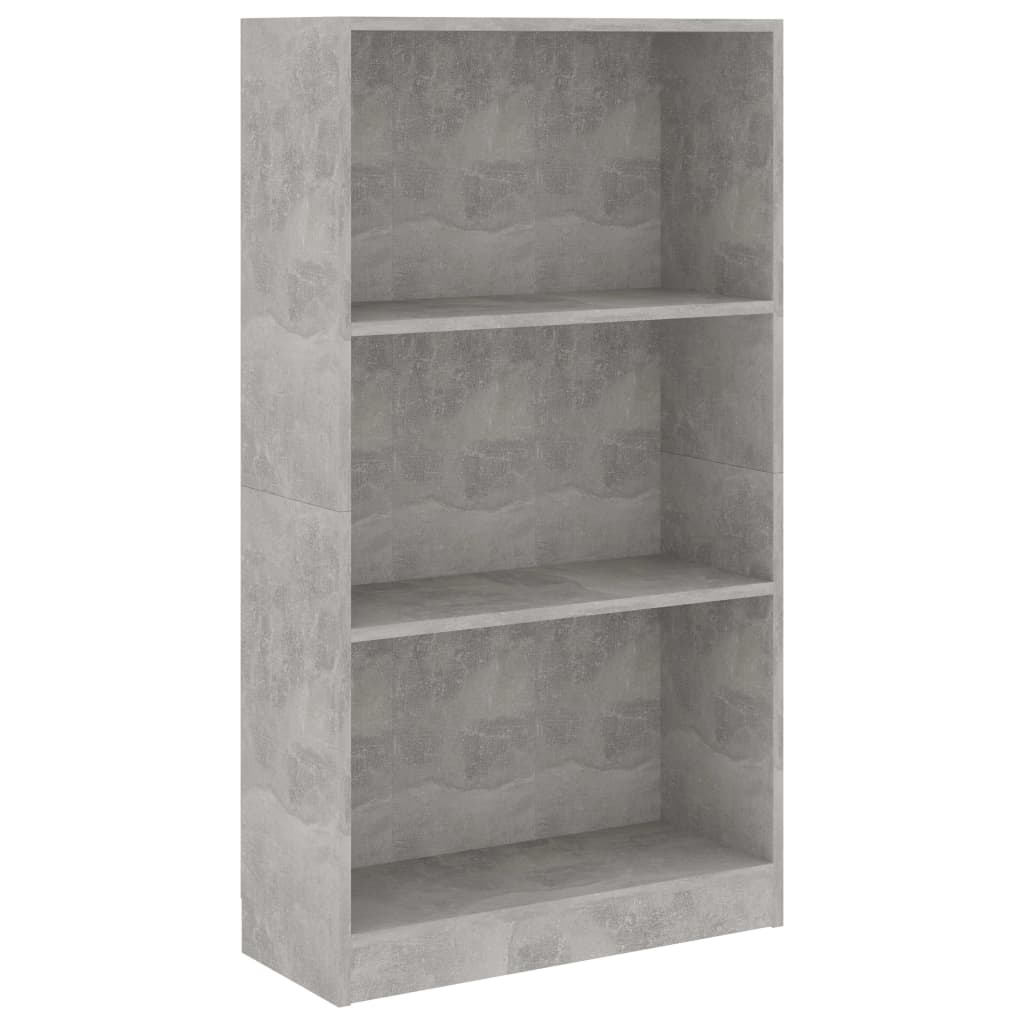 Libreria a 3 Ripiani Cemento 60x24x109 cm in Legno Multistrato | homemem39