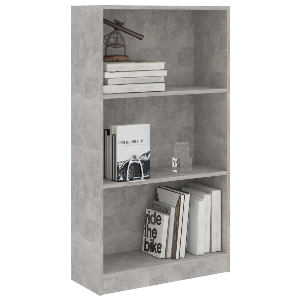 Libreria a 3 Ripiani Cemento 60x24x109 cm in Legno Multistrato | homemem39