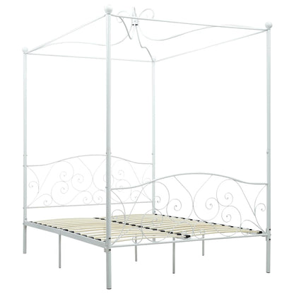Letto a Baldacchino Bianco in Metallo 120x200 cm