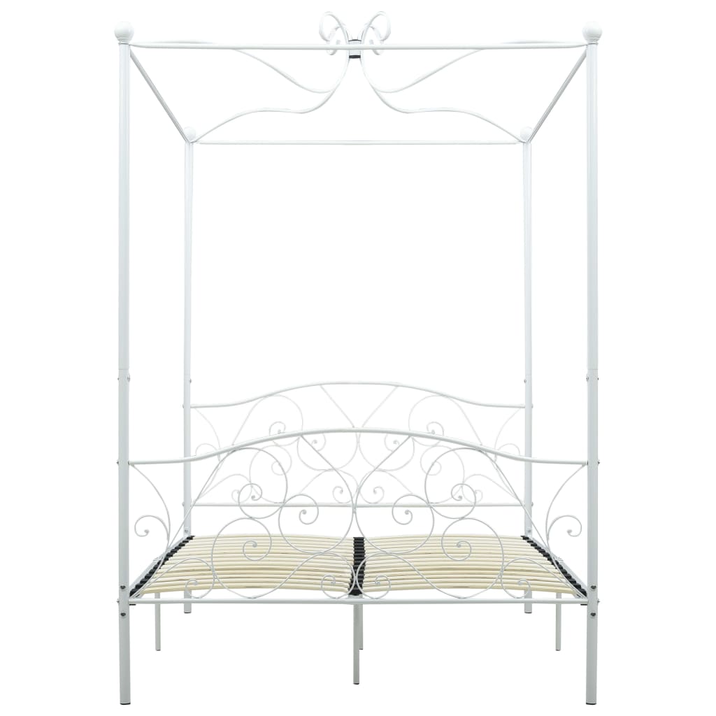 Letto a Baldacchino Bianco in Metallo 120x200 cm | homemem39