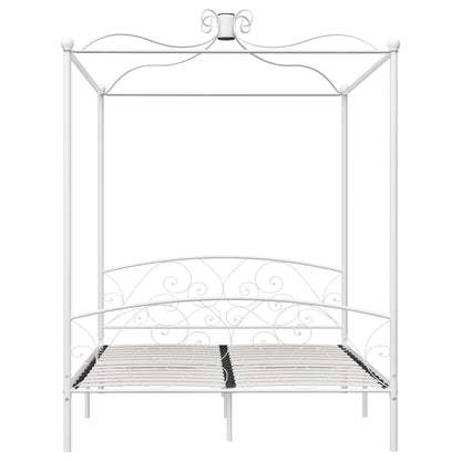 Letto a Baldacchino Bianco in Metallo 160x200 cm | homemem39