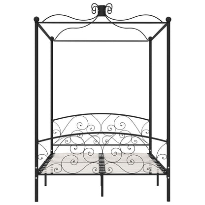 Letto a Baldacchino Nero in Metallo 140x200 cm | homemem39