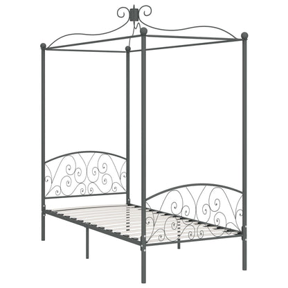 Letto a Baldacchino Grigio in Metallo 100x200 cm | homemem39