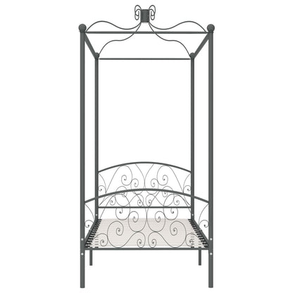 Letto a Baldacchino Grigio in Metallo 100x200 cm | homemem39