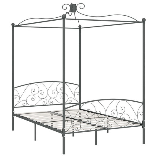 Letto a Baldacchino Grigio in Metallo 120x200 cm | homemem39