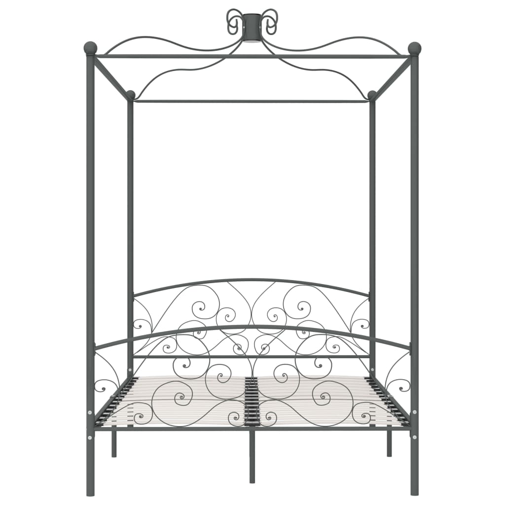 Letto a Baldacchino Grigio in Metallo 120x200 cm | homemem39