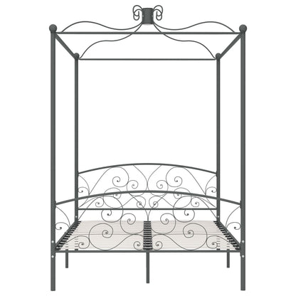 Letto a Baldacchino Grigio in Metallo 140x200 cm | homemem39