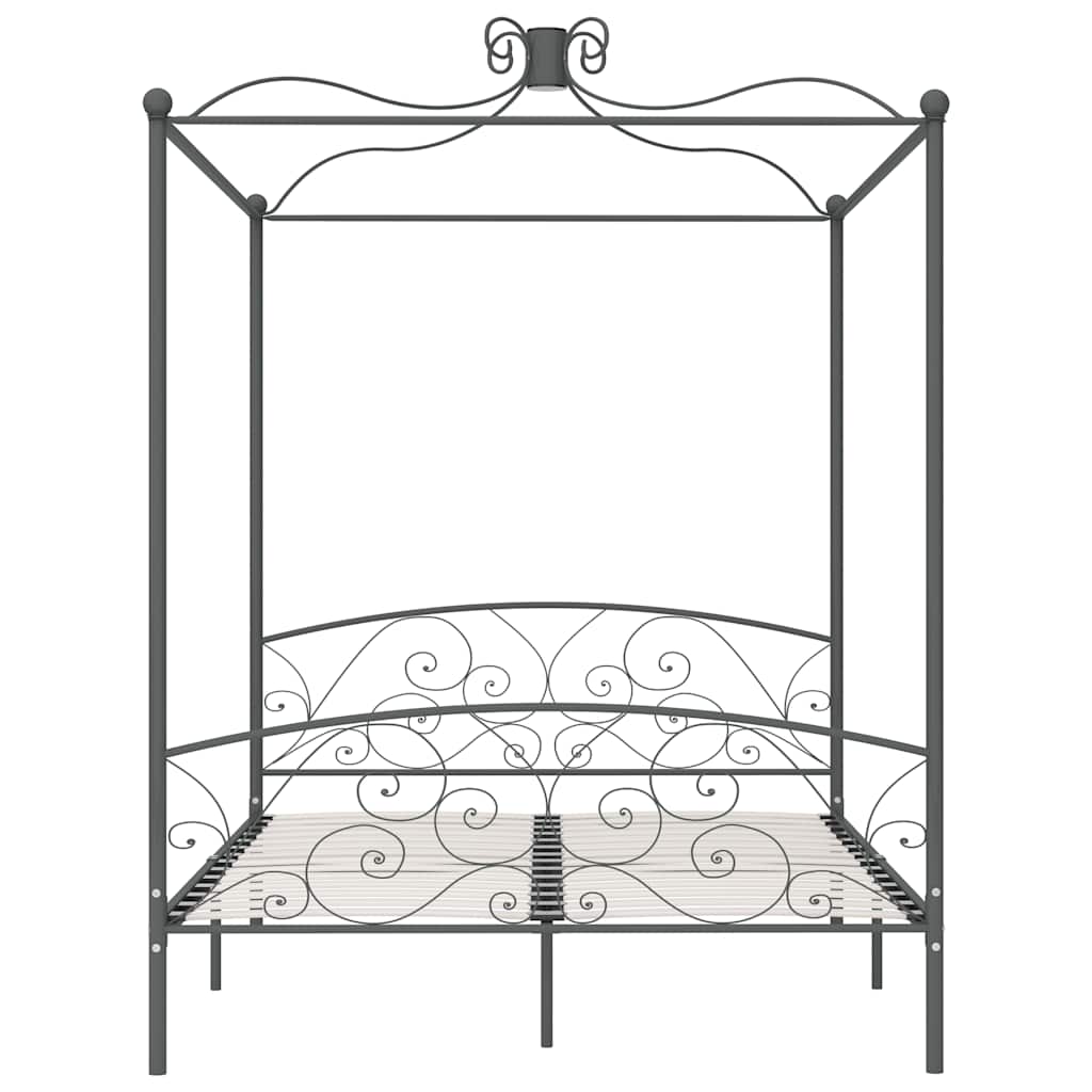 Letto a Baldacchino Grigio in Metallo 180x200 cm | homemem39