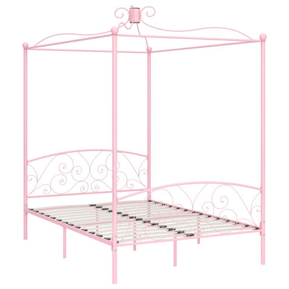 Letto a Baldacchino Rosa in Metallo 120x200 cm | homemem39