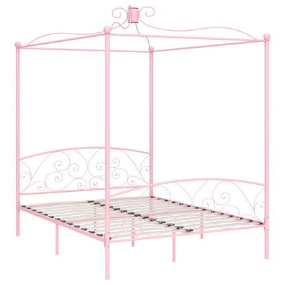 Giroletto a Baldacchino Rosa in Metallo 180x200 cm | homemem39