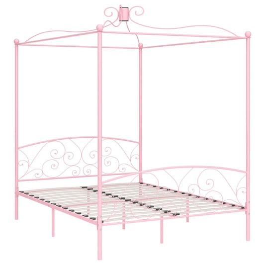 Giroletto a Baldacchino Rosa in Metallo 180x200 cm | homemem39