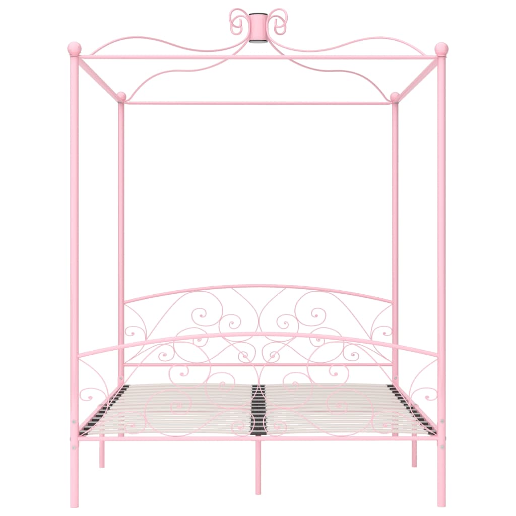 Giroletto a Baldacchino Rosa in Metallo 180x200 cm | homemem39