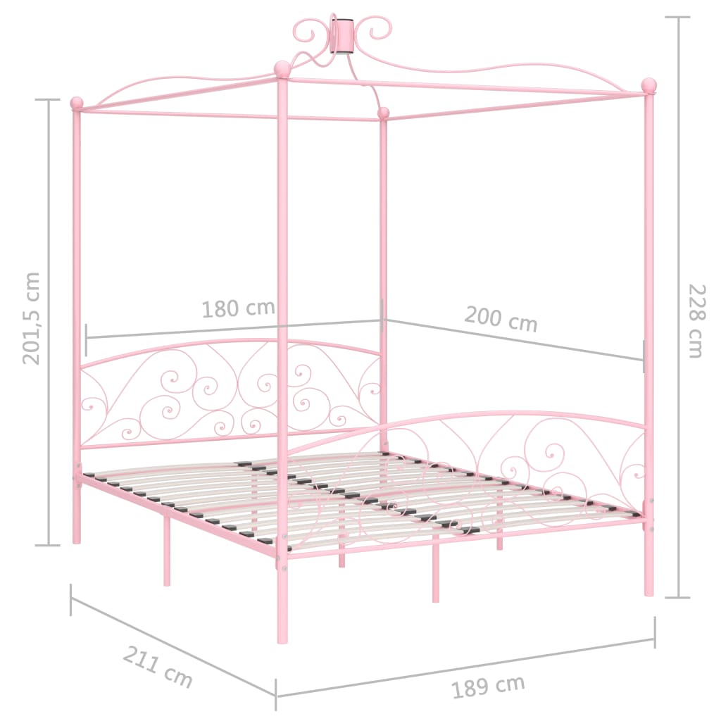 Giroletto a Baldacchino Rosa in Metallo 180x200 cm | homemem39