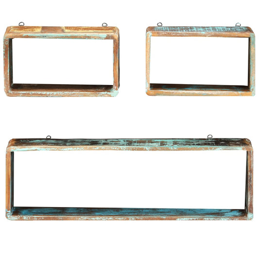 Set Mensole Cubiche da Parete 3pz in Legno Massello di Recupero | homemem39