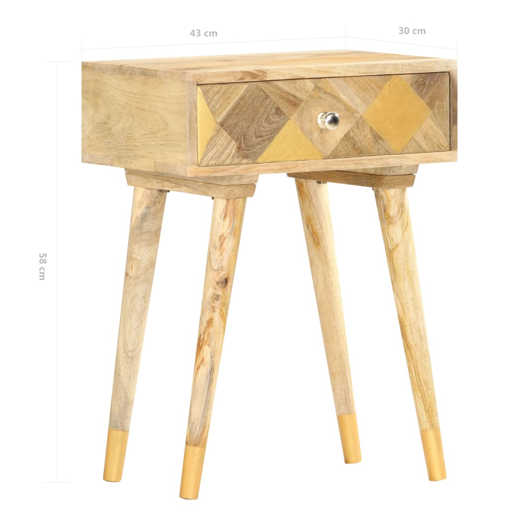 Comodino 40x30x58 cm in Legno Massello di Mango - homemem39