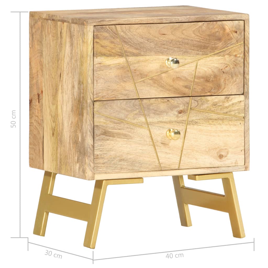 Comodino 40x30x50 cm in Legno Massello di Mango | homemem39