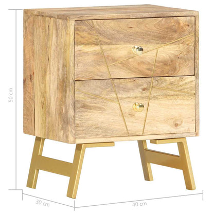 Comodino 40x30x50 cm in Legno Massello di Mango