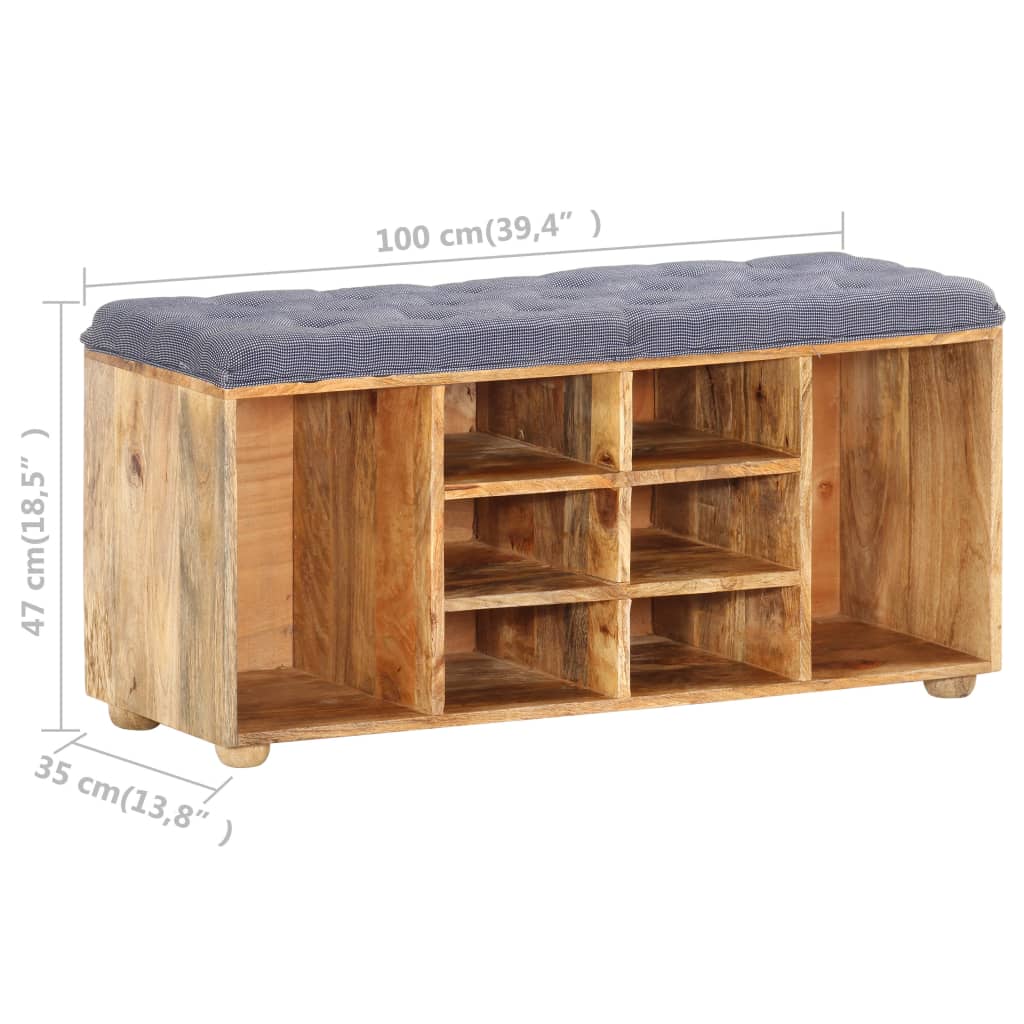 Panca da Ingresso 100x35x47 cm in Legno Massello di Mango | homemem39