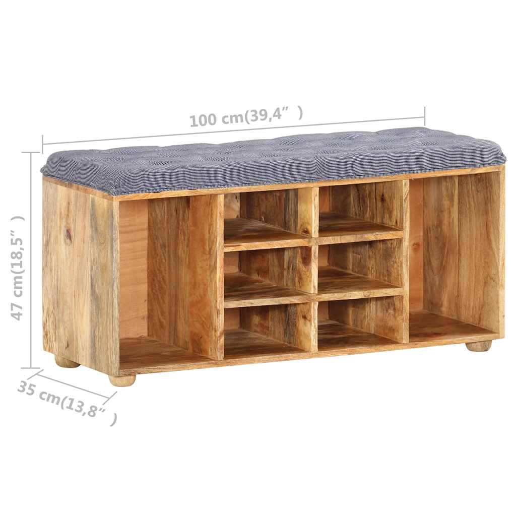 Panca da Ingresso 100x35x47 cm in Legno Massello di Mango