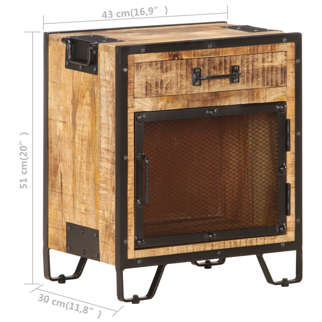 Comodino 43x30x51 in Legno Massello di Mango Grezzo | homemem39
