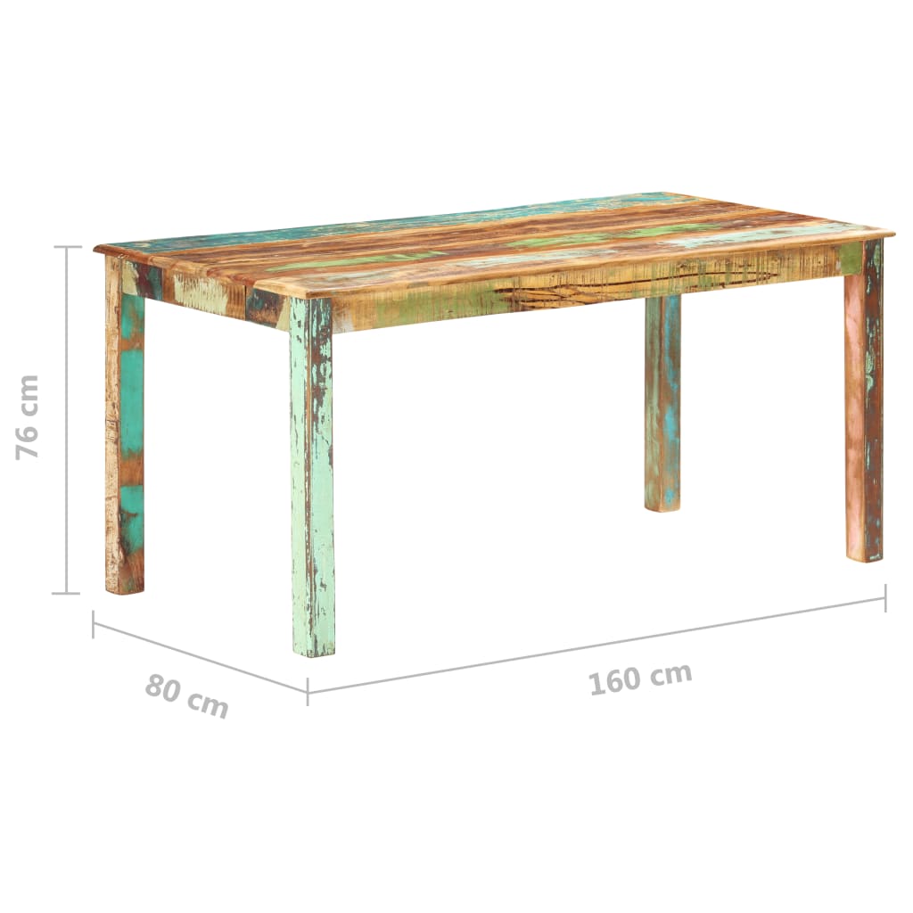 Tavolo da Pranzo in Legno Massello di Recupero 160x80x76 cm | homemem39