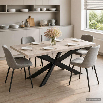 Tavolo da Pranzo 180x90x76 cm in Massello di Mango Sbiancato