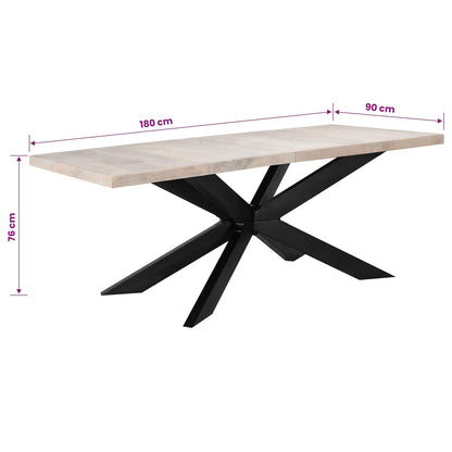 Tavolo da Pranzo 180x90x76 cm in Massello di Mango Sbiancato