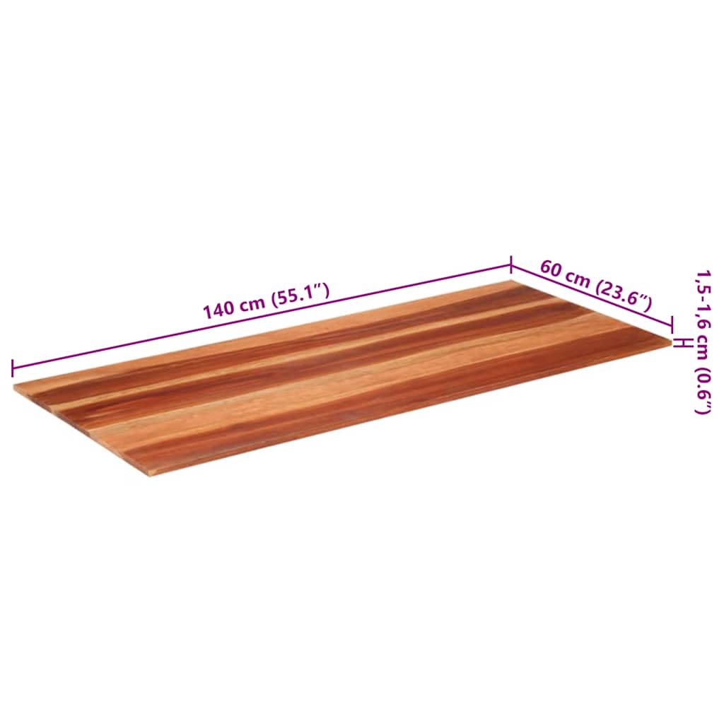 Piano Tavolo in Legno Massello di Acacia 15-16 mm 60x140 cm | homemem39