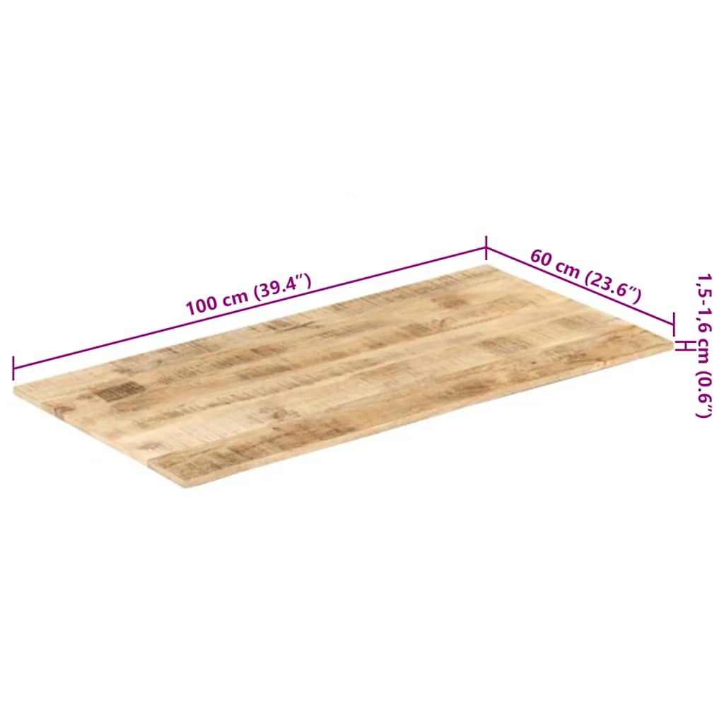Piano Tavolo in Legno Massello di Mango 15-16 mm 100x60 cm | homemem39