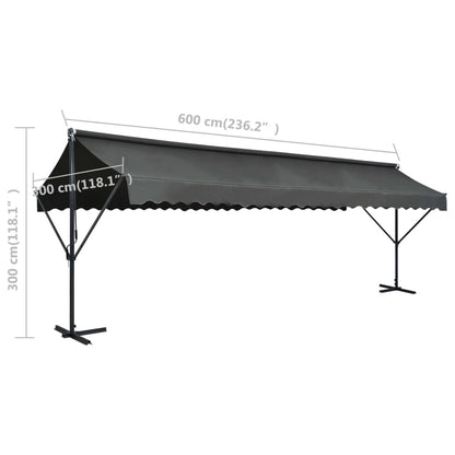 Tenda Parasole con Piedistallo 600x300 cm Antracite | homemem39