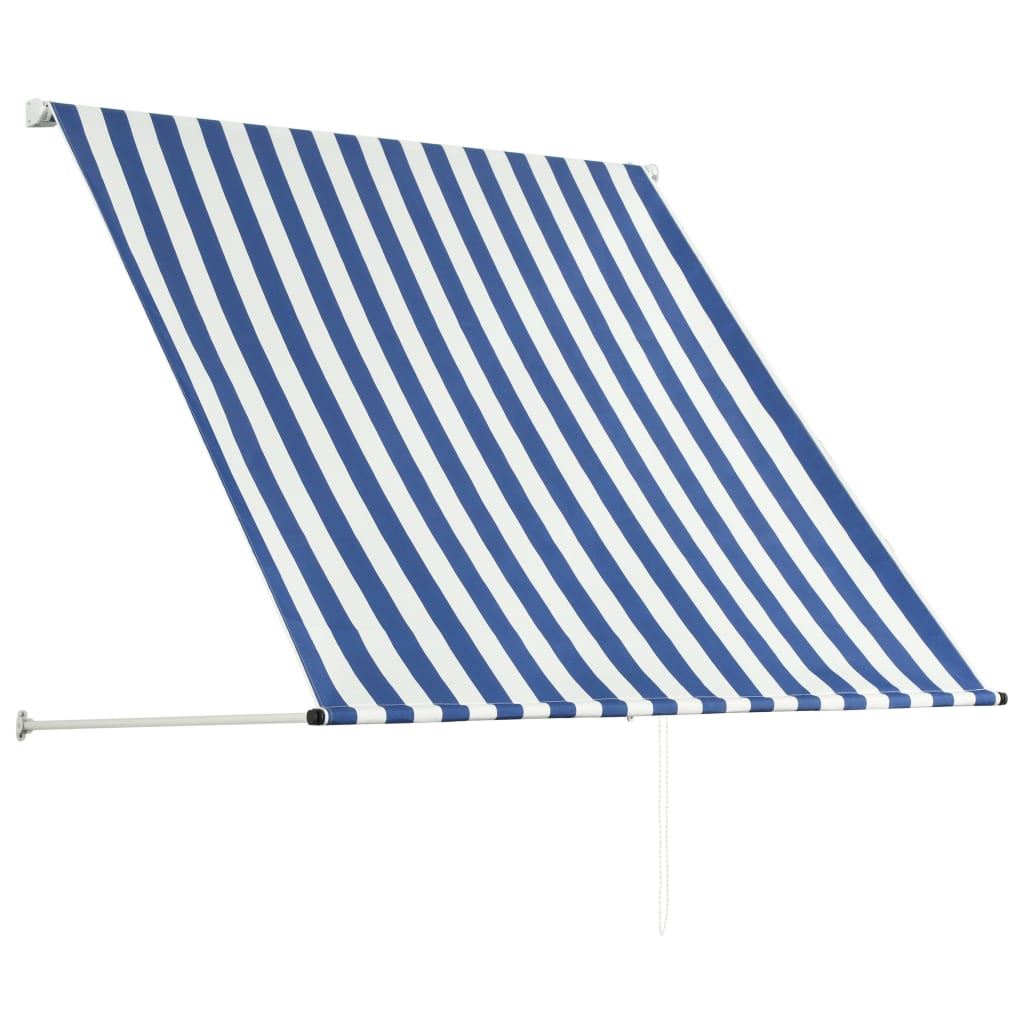 Tenda da Sole Retrattile 100x150 cm Blu e Bianco