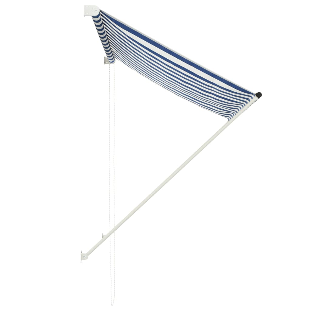 Tenda da Sole Retrattile 100x150 cm Blu e Bianco