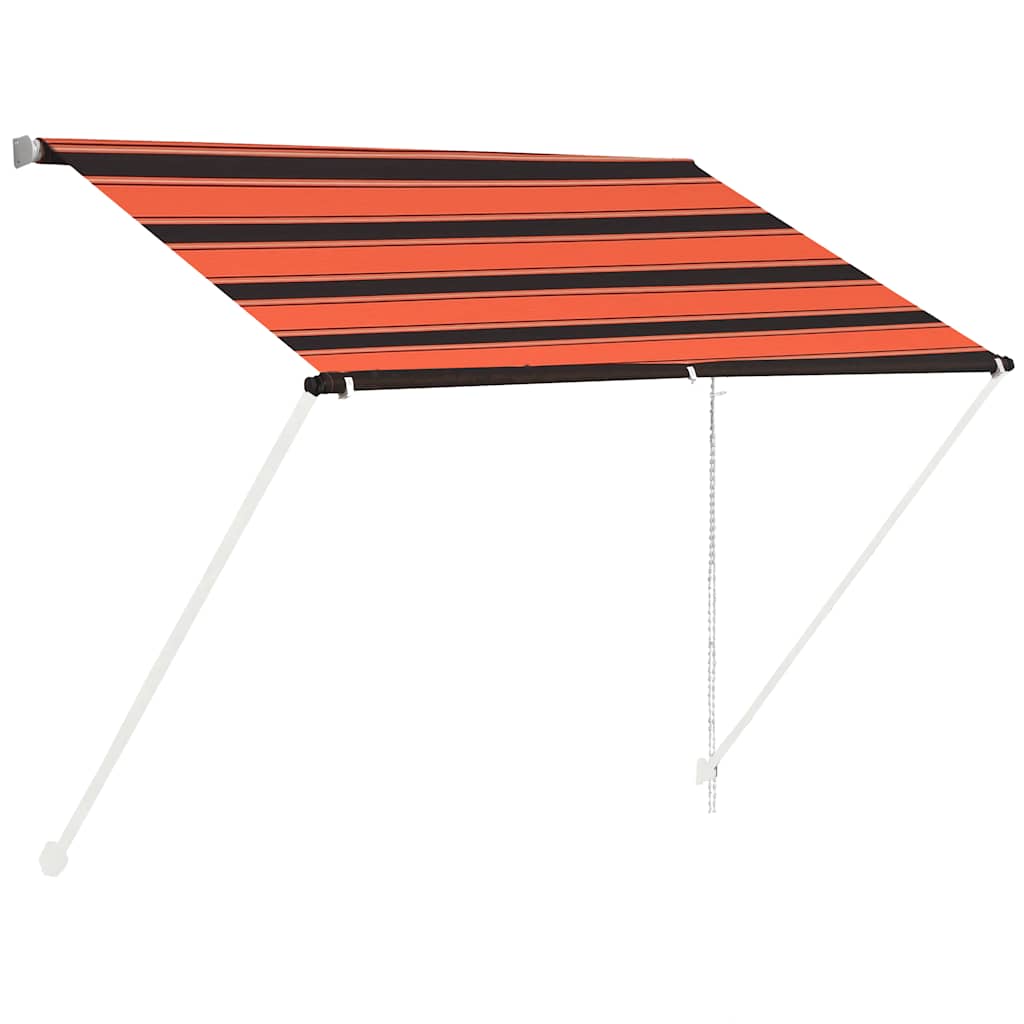 Tenda da Sole Retrattile con LED 100x150 cm Arancione e Marrone