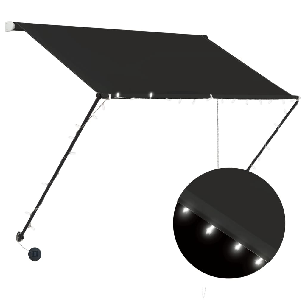 Tenda da Sole Retrattile con LED 100x150 cm Antracite | homemem39
