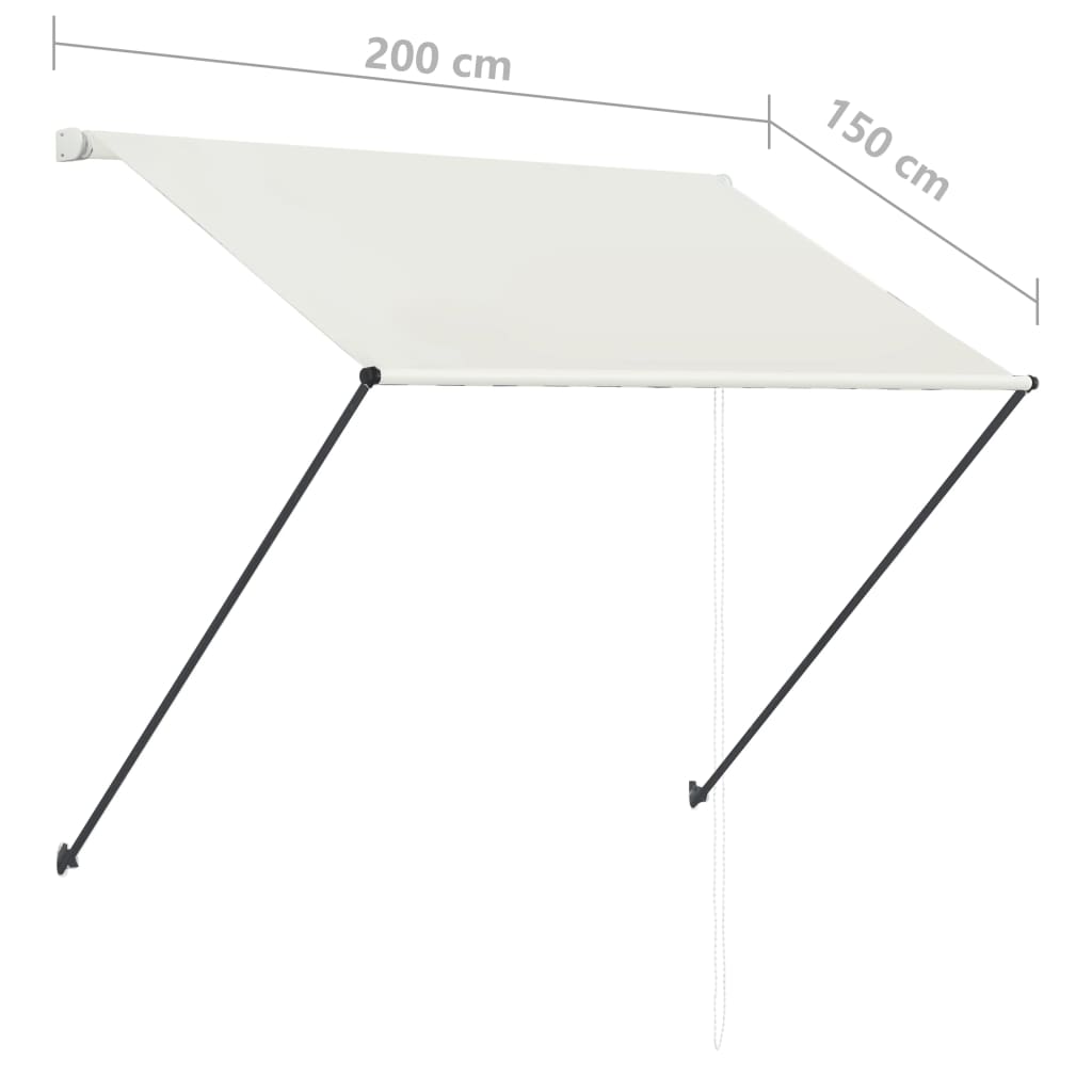 Tenda da Sole Retrattile con LED 200x150 cm Crema